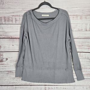 Free People North Shore Women's Thermal Tunic Top in Storm Gray Oversized Fit XS